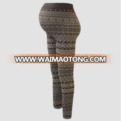 Women's Soft Tension Aztec Geometric Brushed Skinny Thermal Leggings For Maternity